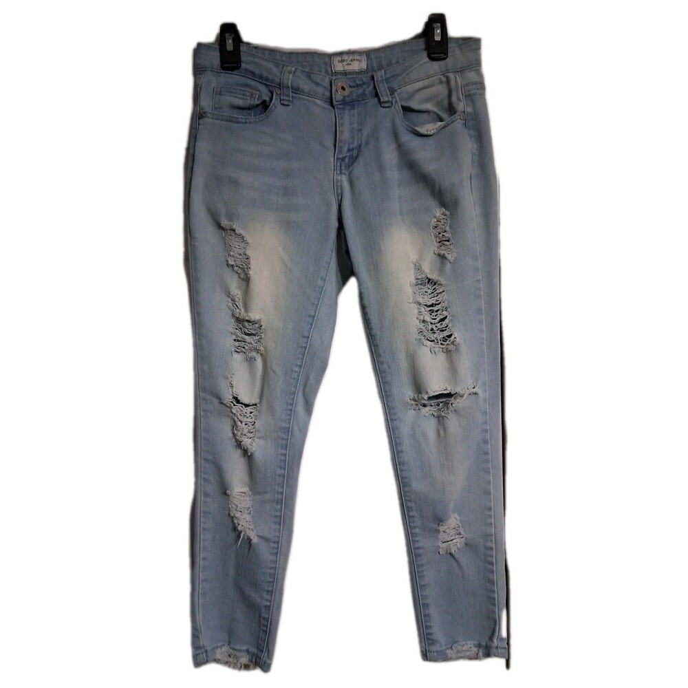 Women's/Jr Girls Gogo Destructed Crop Jeans Size 3